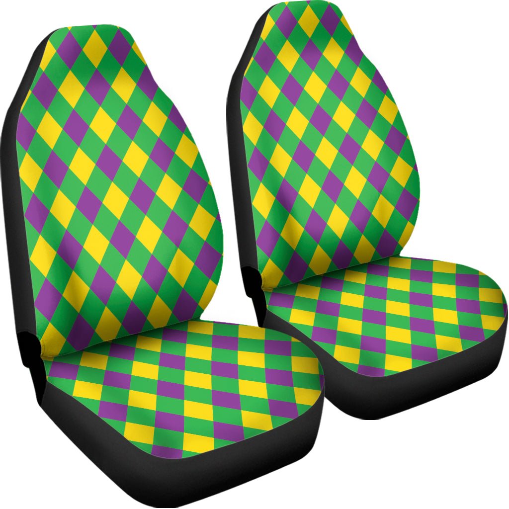 Mardi Gras Plaid Pattern Print Universal Fit Car Seat Covers