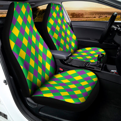 Mardi Gras Plaid Pattern Print Universal Fit Car Seat Covers