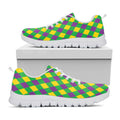 Mardi Gras Plaid Pattern Print White Running Shoes
