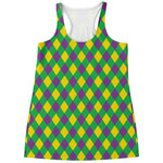 Mardi Gras Plaid Pattern Print Women's Racerback Tank Top