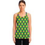 Mardi Gras Plaid Pattern Print Women's Racerback Tank Top