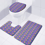 Mardi Gras Polka Dot Pattern Print 3 Piece Bath Mat Set