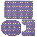 Mardi Gras Polka Dot Pattern Print 3 Piece Bath Mat Set