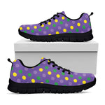 Mardi Gras Polka Dot Pattern Print Black Sneakers