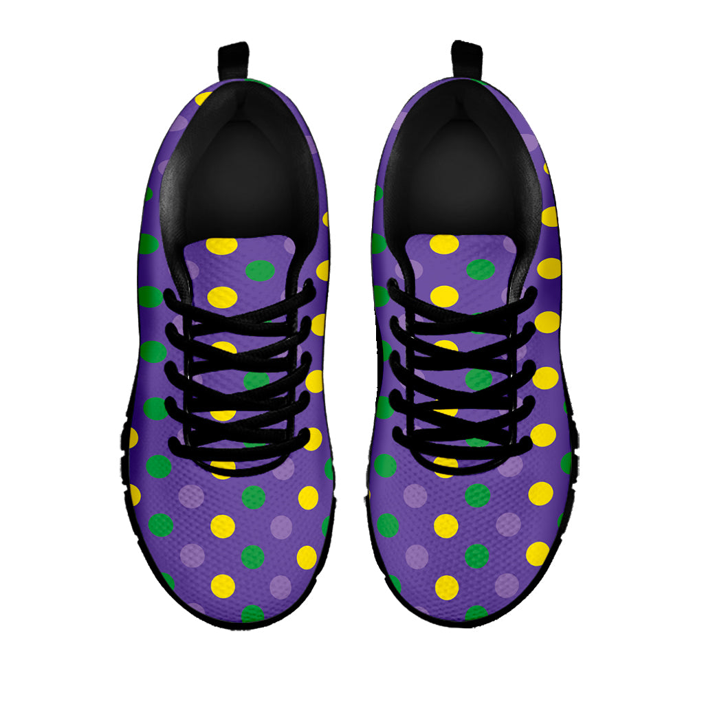 Mardi Gras Polka Dot Pattern Print Black Sneakers