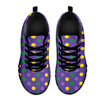 Mardi Gras Polka Dot Pattern Print Black Sneakers