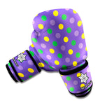 Mardi Gras Polka Dot Pattern Print Boxing Gloves