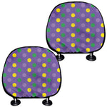 Mardi Gras Polka Dot Pattern Print Car Headrest Covers