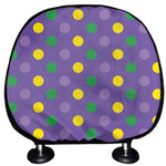 Mardi Gras Polka Dot Pattern Print Car Headrest Covers