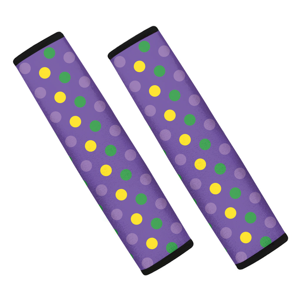 Mardi Gras Polka Dot Pattern Print Car Seat Belt Covers