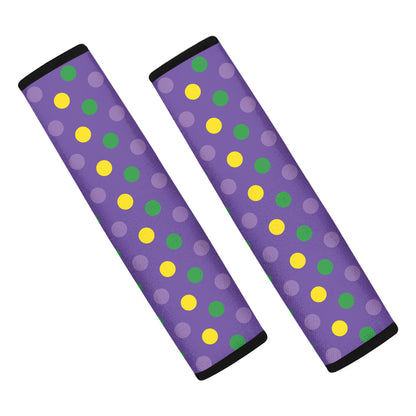 Mardi Gras Polka Dot Pattern Print Car Seat Belt Covers