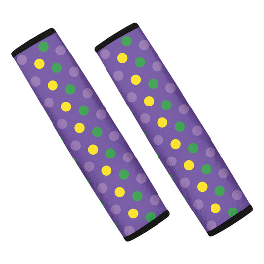 Mardi Gras Polka Dot Pattern Print Car Seat Belt Covers