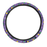 Mardi Gras Polka Dot Pattern Print Car Steering Wheel Cover