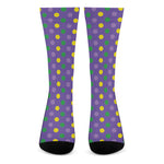 Mardi Gras Polka Dot Pattern Print Crew Socks