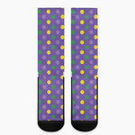 Mardi Gras Polka Dot Pattern Print Crew Socks