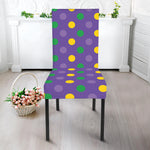 Mardi Gras Polka Dot Pattern Print Dining Chair Slipcover