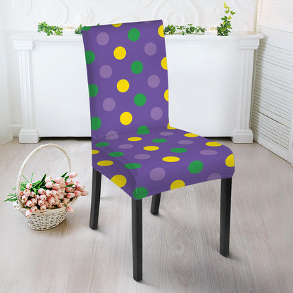 Mardi Gras Polka Dot Pattern Print Dining Chair Slipcover