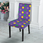 Mardi Gras Polka Dot Pattern Print Dining Chair Slipcover