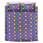 Mardi Gras Polka Dot Pattern Print Duvet Cover Bedding Set