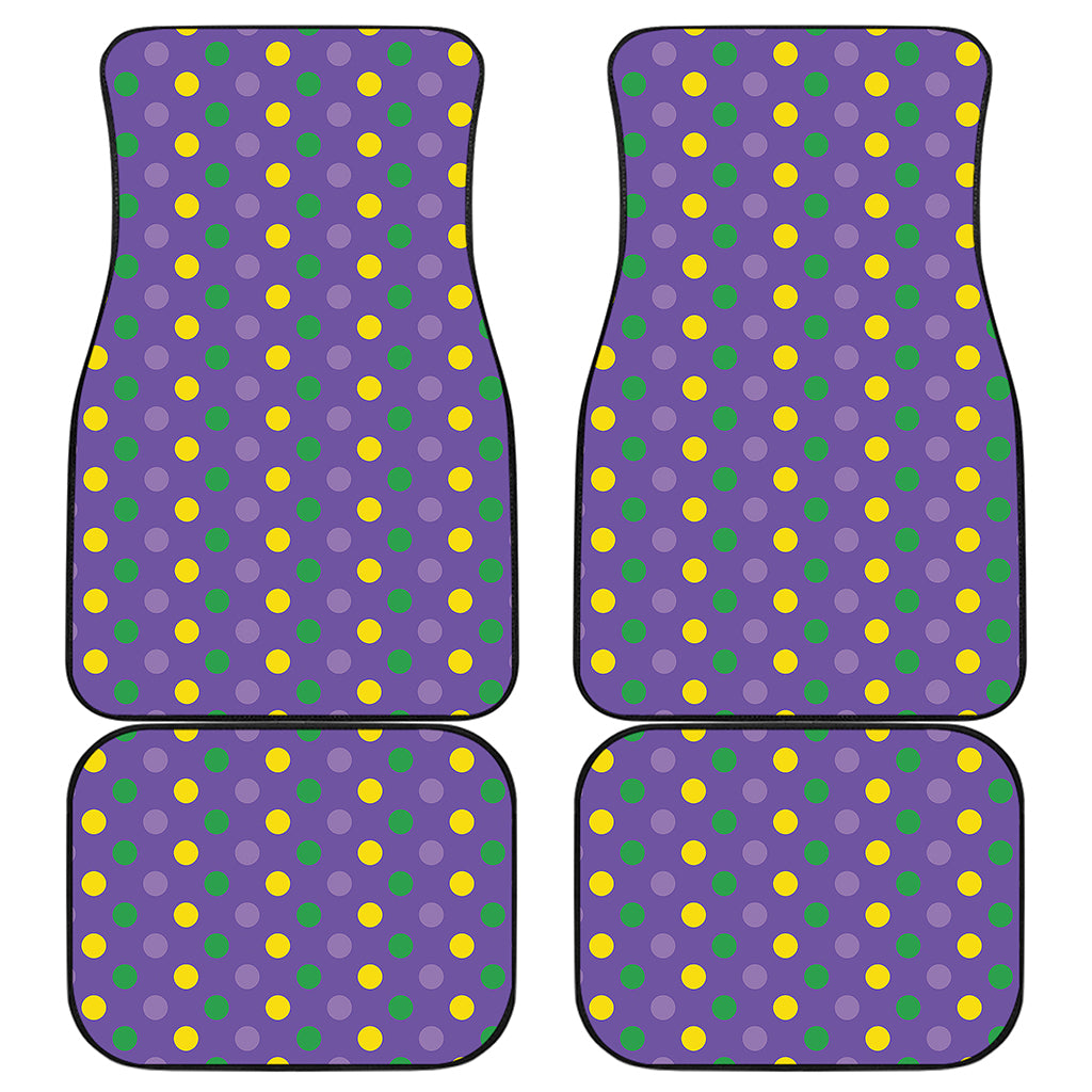 Mardi Gras Polka Dot Pattern Print Front and Back Car Floor Mats