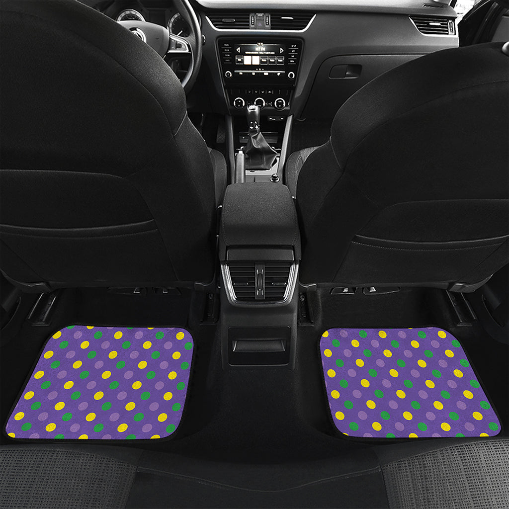 Mardi Gras Polka Dot Pattern Print Front and Back Car Floor Mats