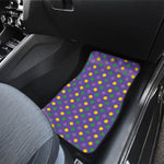 Mardi Gras Polka Dot Pattern Print Front and Back Car Floor Mats