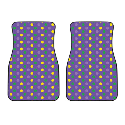 Mardi Gras Polka Dot Pattern Print Front Car Floor Mats
