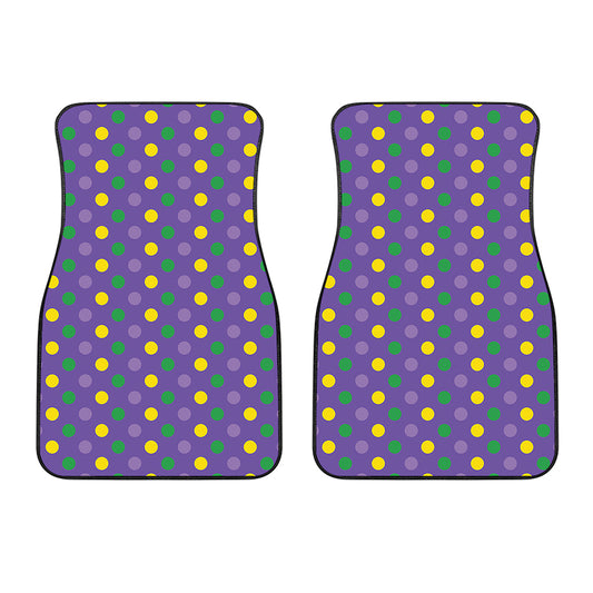 Mardi Gras Polka Dot Pattern Print Front Car Floor Mats