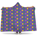 Mardi Gras Polka Dot Pattern Print Hooded Blanket
