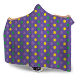 Mardi Gras Polka Dot Pattern Print Hooded Blanket
