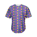 Mardi Gras Polka Dot Pattern Print Men's Baseball Jersey