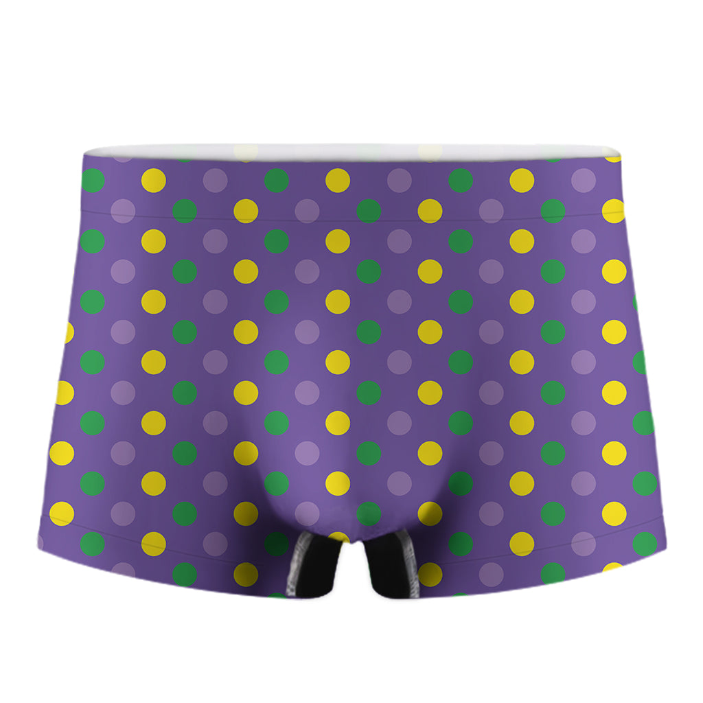 Mardi Gras Polka Dot Pattern Print Men's Boxer Briefs