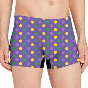 Mardi Gras Polka Dot Pattern Print Men's Boxer Briefs