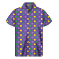 Mardi Gras Polka Dot Pattern Print Men's Short Sleeve Shirt