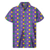 Mardi Gras Polka Dot Pattern Print Men's Short Sleeve Shirt