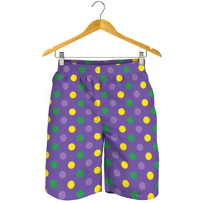 Mardi Gras Polka Dot Pattern Print Men's Shorts