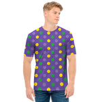 Mardi Gras Polka Dot Pattern Print Men's T-Shirt