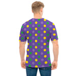 Mardi Gras Polka Dot Pattern Print Men's T-Shirt