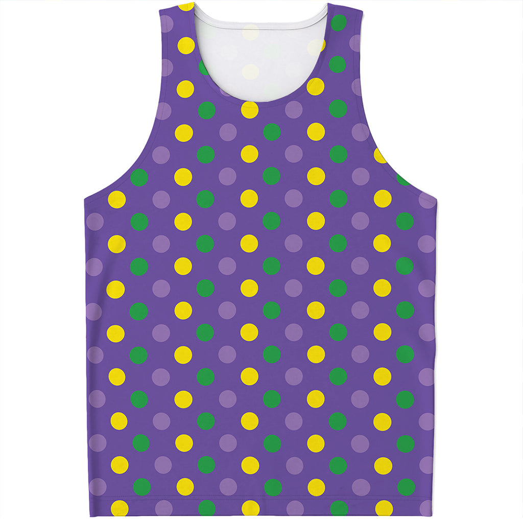 Mardi Gras Polka Dot Pattern Print Men's Tank Top