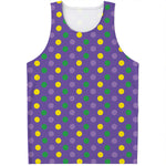 Mardi Gras Polka Dot Pattern Print Men's Tank Top