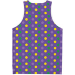Mardi Gras Polka Dot Pattern Print Men's Tank Top