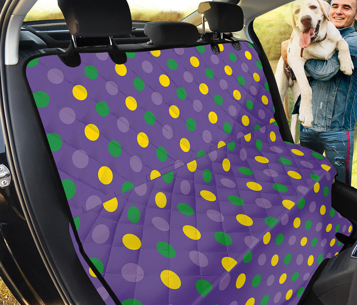 Mardi Gras Polka Dot Pattern Print Pet Car Back Seat Cover