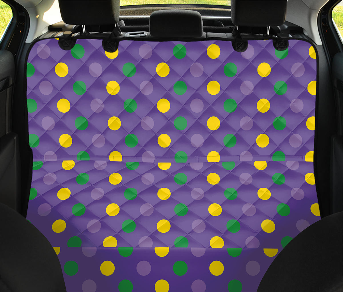 Mardi Gras Polka Dot Pattern Print Pet Car Back Seat Cover
