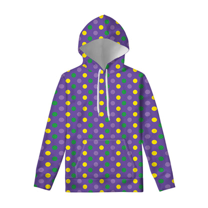 Mardi Gras Polka Dot Pattern Print Pullover Hoodie
