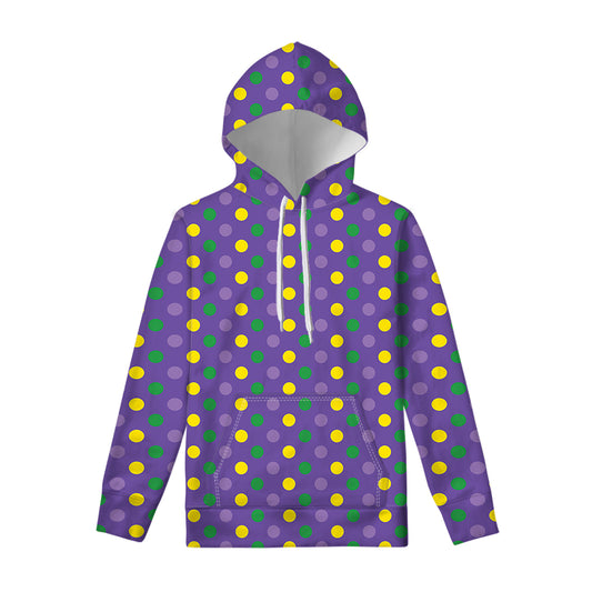 Mardi Gras Polka Dot Pattern Print Pullover Hoodie