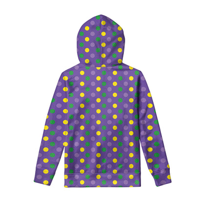 Mardi Gras Polka Dot Pattern Print Pullover Hoodie