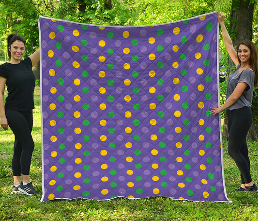 Mardi Gras Polka Dot Pattern Print Quilt