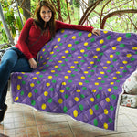 Mardi Gras Polka Dot Pattern Print Quilt