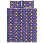 Mardi Gras Polka Dot Pattern Print Quilt Bed Set