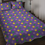 Mardi Gras Polka Dot Pattern Print Quilt Bed Set